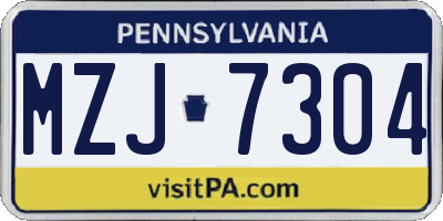 PA license plate MZJ7304