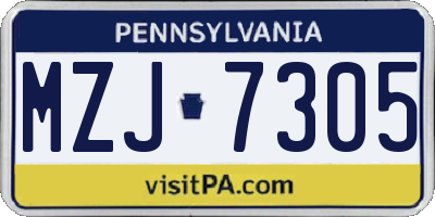 PA license plate MZJ7305