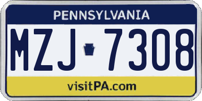 PA license plate MZJ7308
