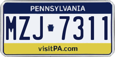 PA license plate MZJ7311