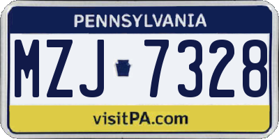 PA license plate MZJ7328
