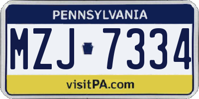 PA license plate MZJ7334