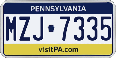 PA license plate MZJ7335