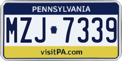PA license plate MZJ7339