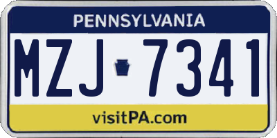 PA license plate MZJ7341