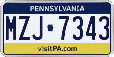PA license plate MZJ7343