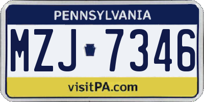 PA license plate MZJ7346