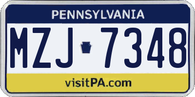 PA license plate MZJ7348