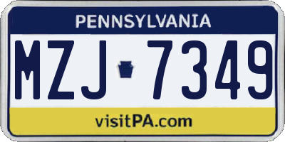 PA license plate MZJ7349