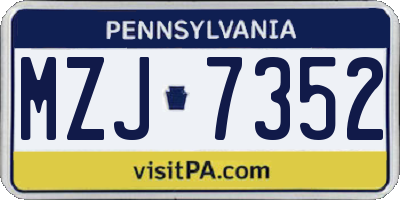 PA license plate MZJ7352