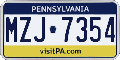 PA license plate MZJ7354