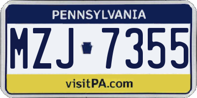 PA license plate MZJ7355