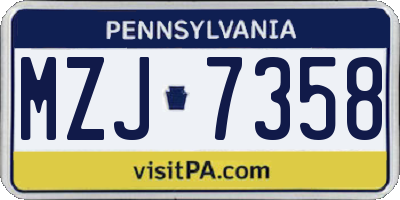 PA license plate MZJ7358
