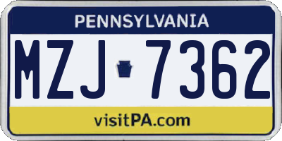 PA license plate MZJ7362
