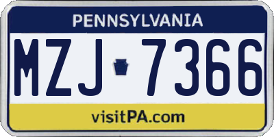 PA license plate MZJ7366
