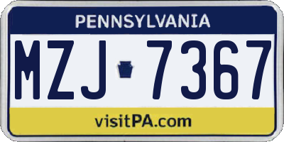 PA license plate MZJ7367