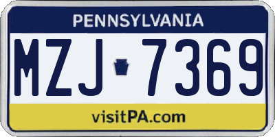 PA license plate MZJ7369