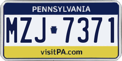 PA license plate MZJ7371