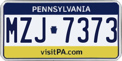 PA license plate MZJ7373