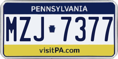 PA license plate MZJ7377