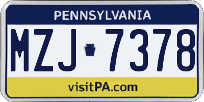 PA license plate MZJ7378