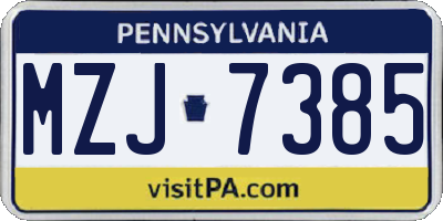 PA license plate MZJ7385