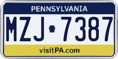 PA license plate MZJ7387