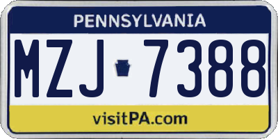 PA license plate MZJ7388