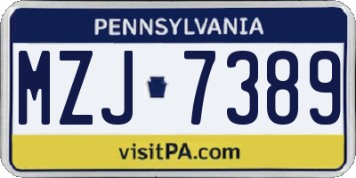 PA license plate MZJ7389