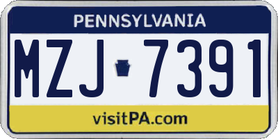 PA license plate MZJ7391