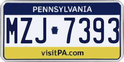 PA license plate MZJ7393