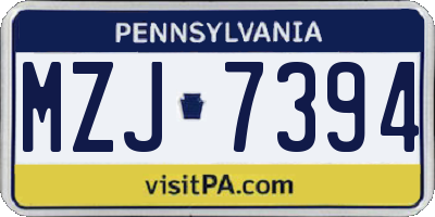 PA license plate MZJ7394