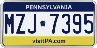 PA license plate MZJ7395