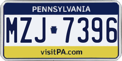 PA license plate MZJ7396