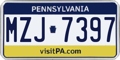 PA license plate MZJ7397