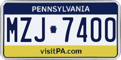PA license plate MZJ7400