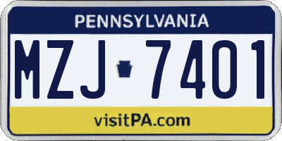 PA license plate MZJ7401