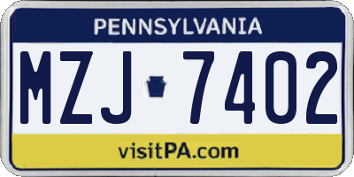 PA license plate MZJ7402