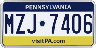 PA license plate MZJ7406