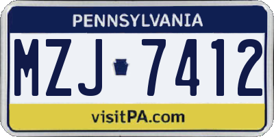 PA license plate MZJ7412