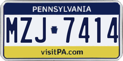 PA license plate MZJ7414