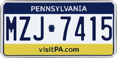 PA license plate MZJ7415