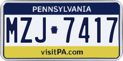 PA license plate MZJ7417