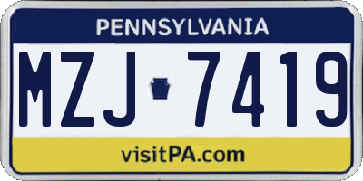 PA license plate MZJ7419