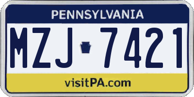 PA license plate MZJ7421
