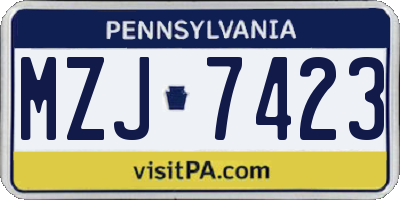 PA license plate MZJ7423