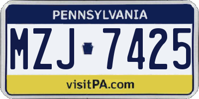 PA license plate MZJ7425