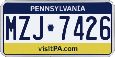 PA license plate MZJ7426