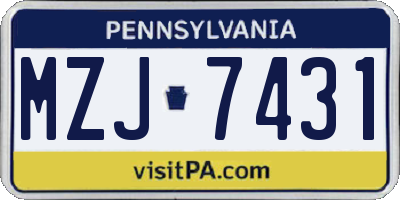 PA license plate MZJ7431