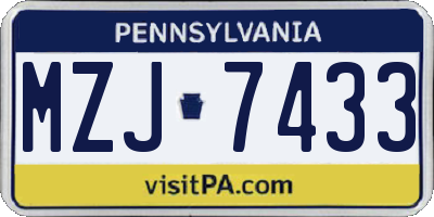PA license plate MZJ7433